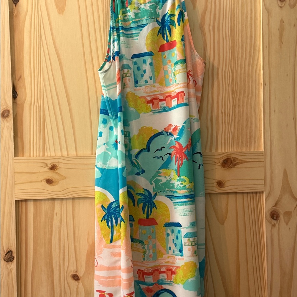 Colorful Tropical Print Sleeveless Dress